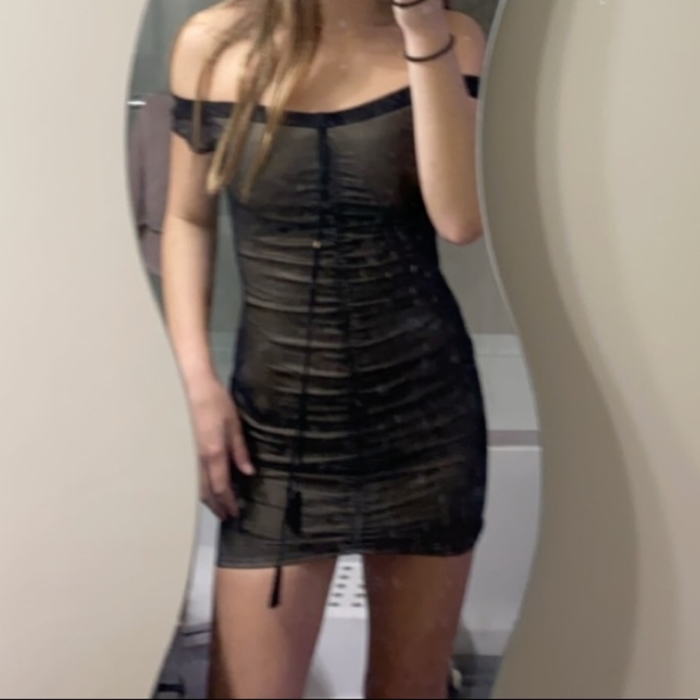 lucy in the sky nude/black body con
